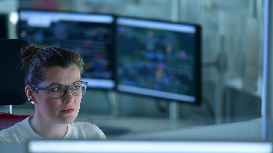 Woman in front of computer