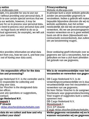 Privacy notice screenshot